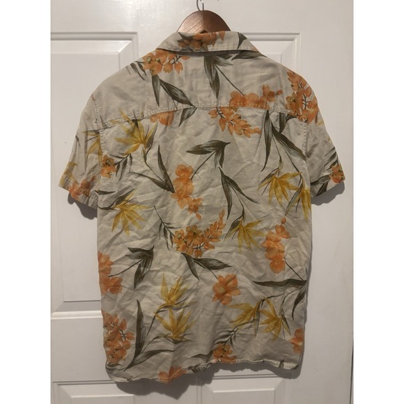American Eagle Shirt Hawaiian Men's Tropical Button Up Med Yellow‎ Orange - Picture 6 of 8